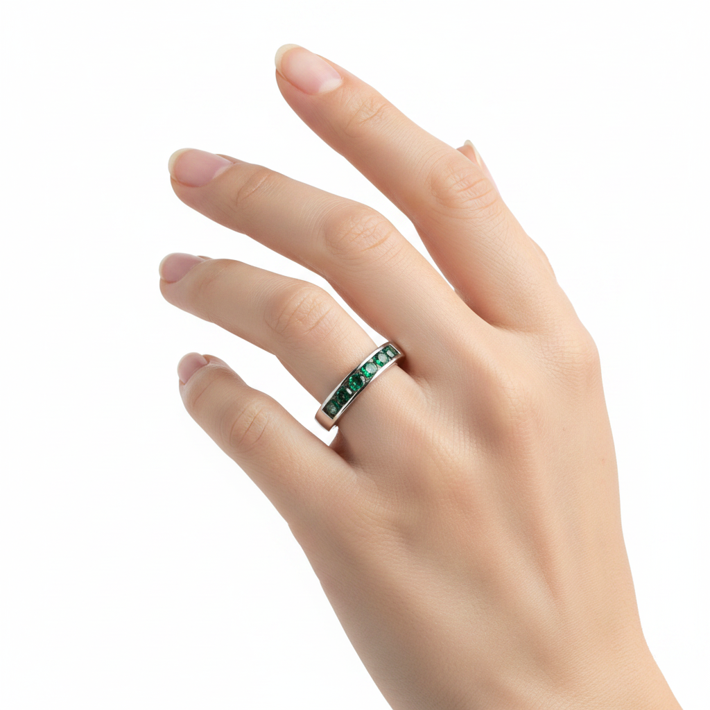 Emerald Cubic Zirconia Silver Ring