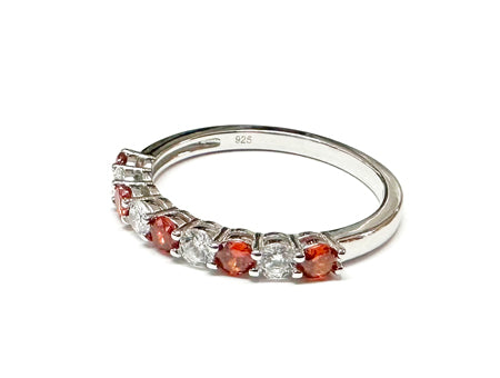 Garnet Cubic Zirconia Silver Ring