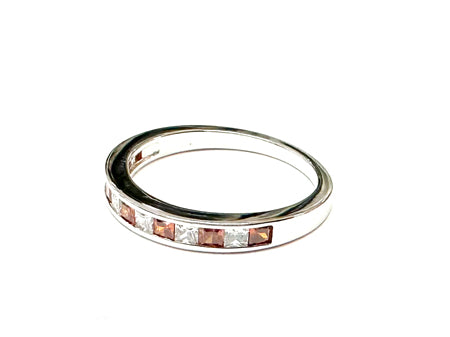 Garnet Cubic Zirconia Silver Ring