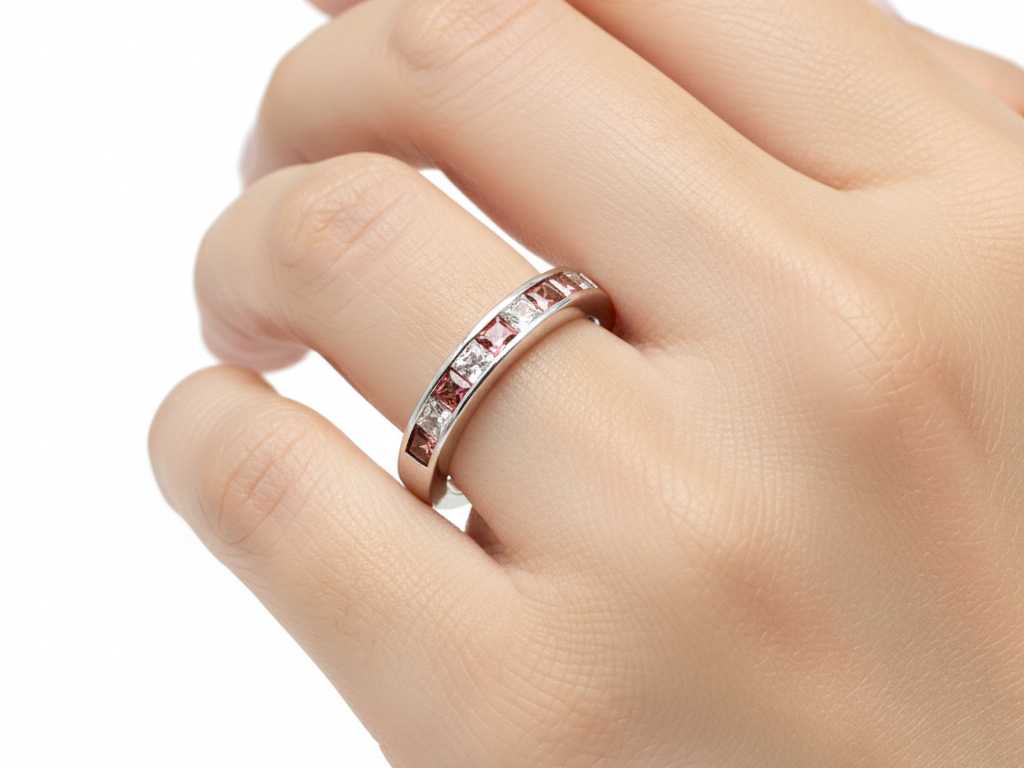 Garnet Cubic Zirconia Silver Ring
