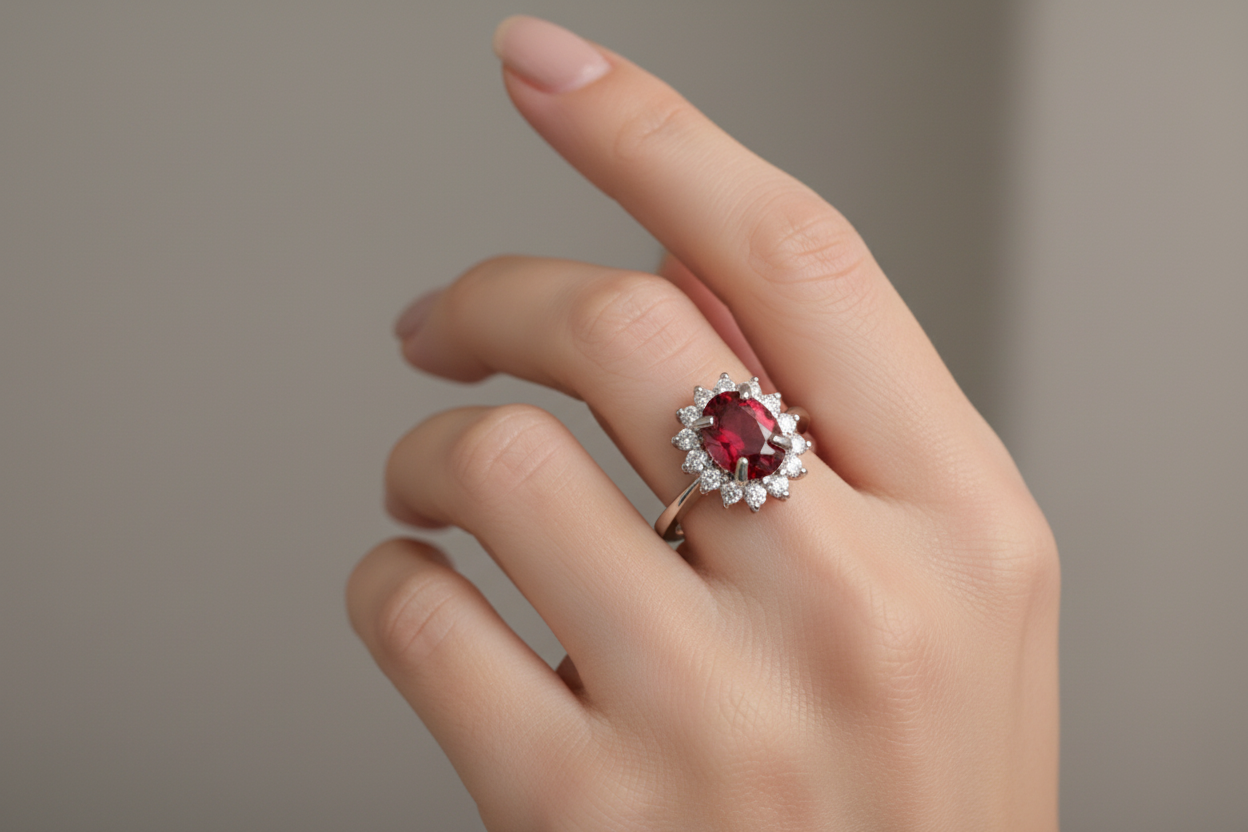 Garnet Cubic Zirconia Ring