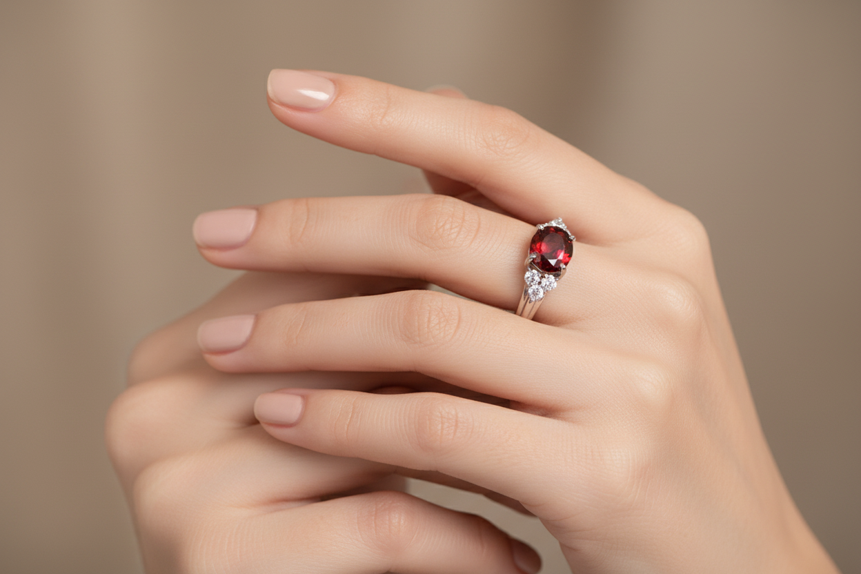 Garnet Cubic Zirconia Ring