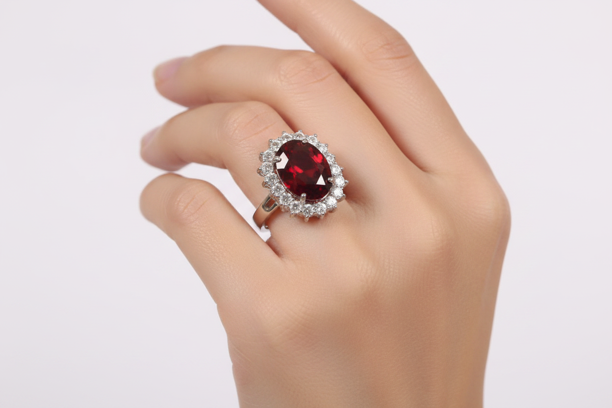 Garnet Cubic Zirconia Ring