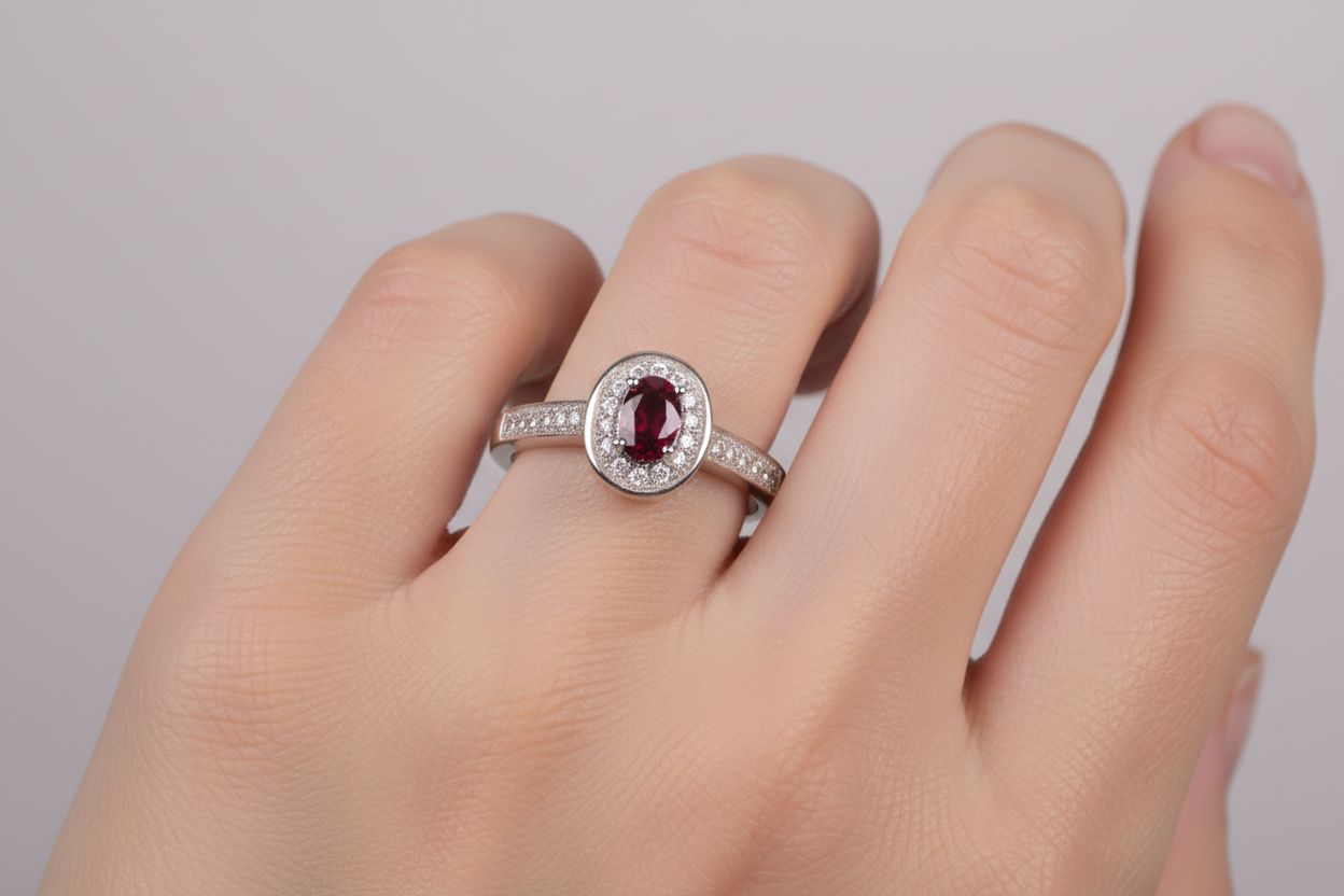 Garnet Cubic Zirconia Ring
