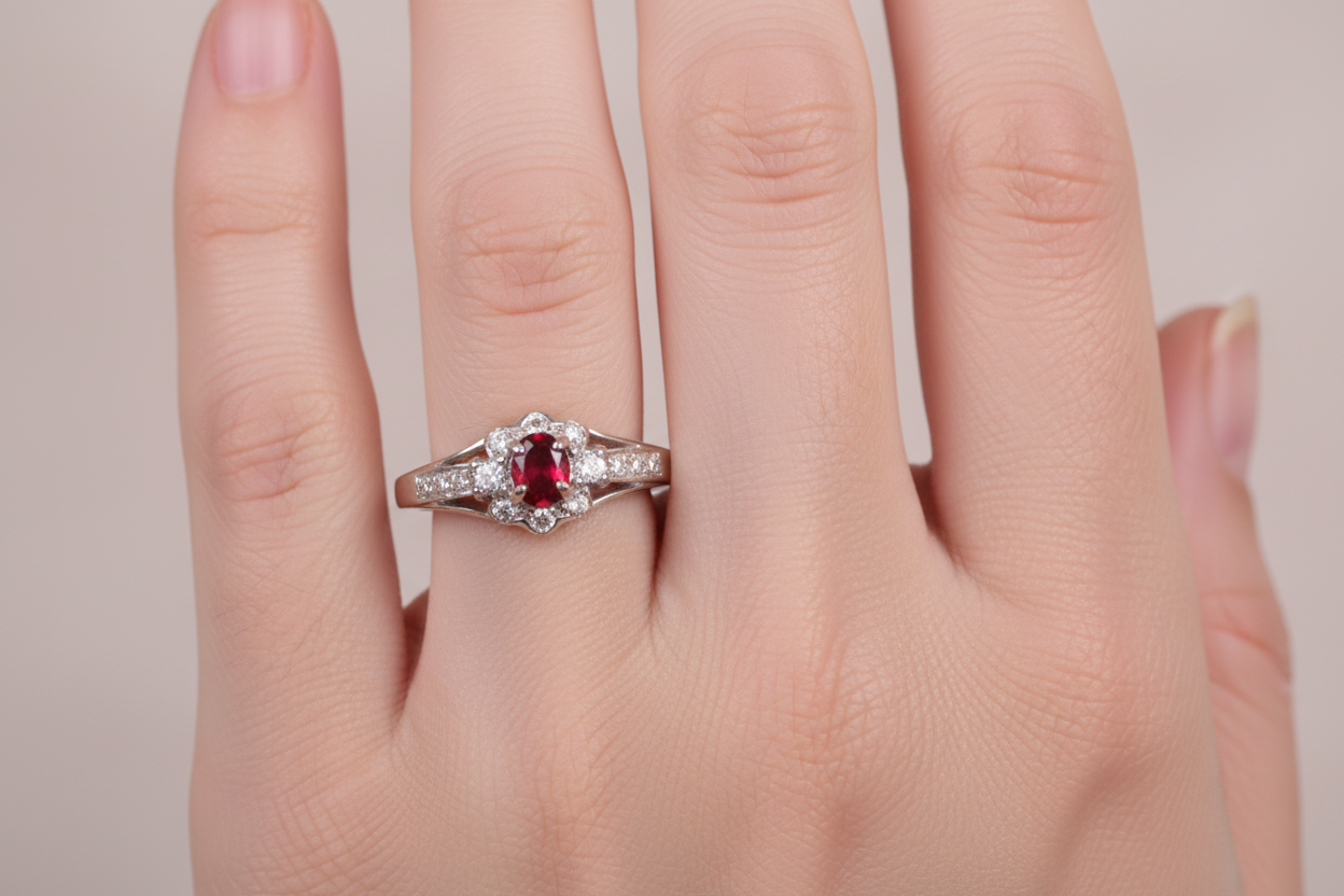 Garnet Cubic Zirconia Ring