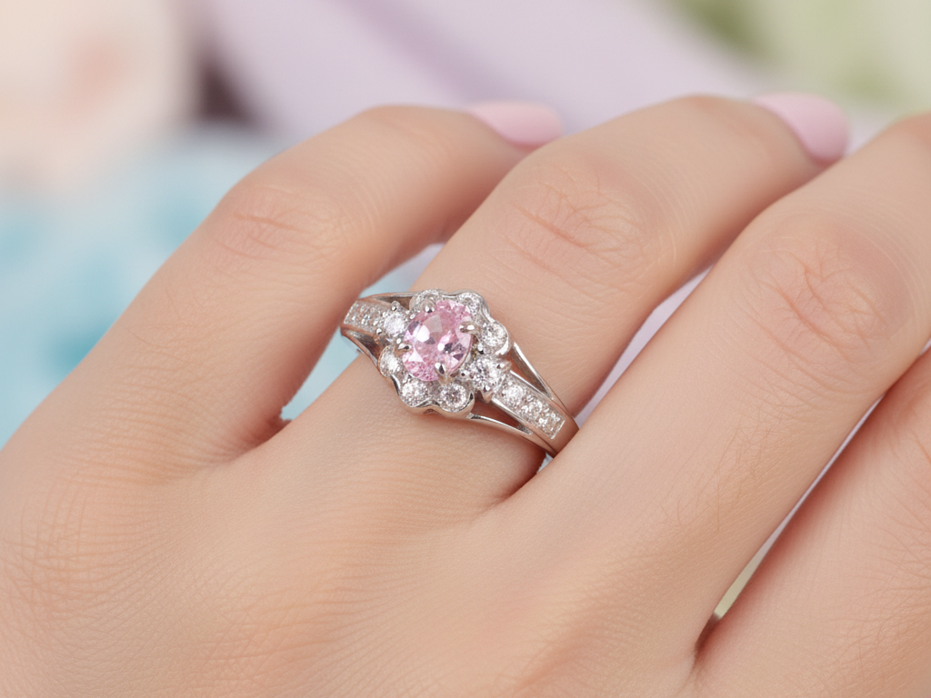Pink Cubic Zirconia Ring
