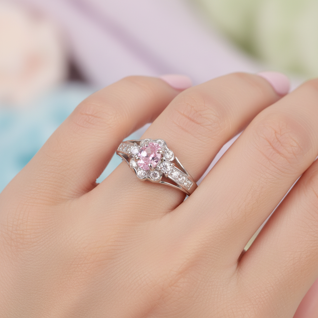 Pink Cubic Zirconia Ring