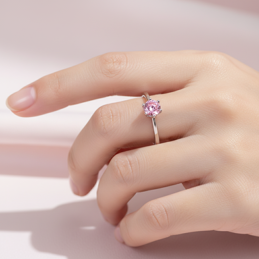 Pink Cubic Zirconia Ring