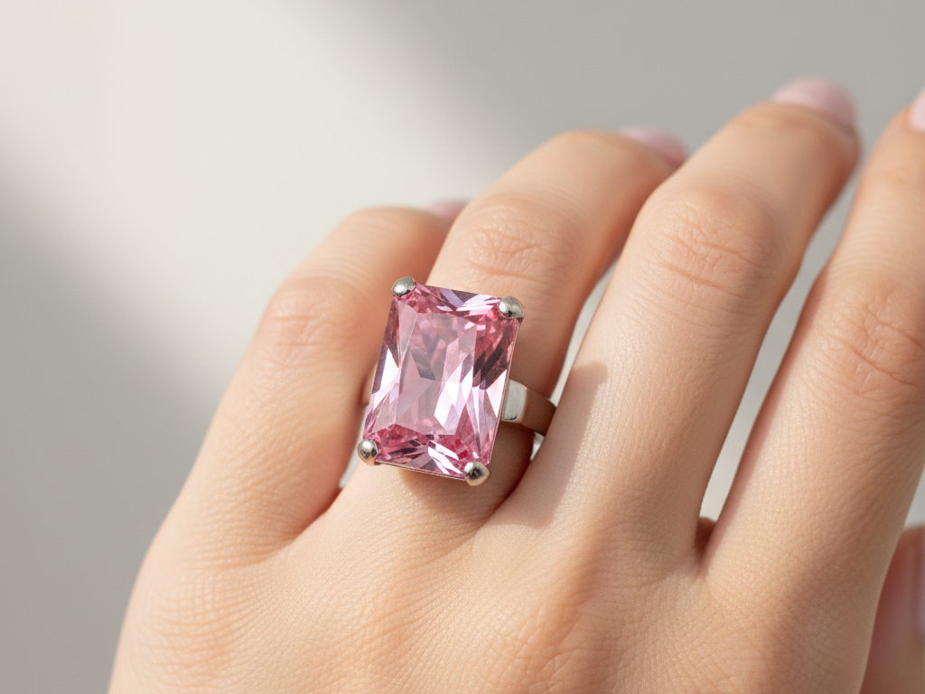 Pink Cubic Zirconia Ring