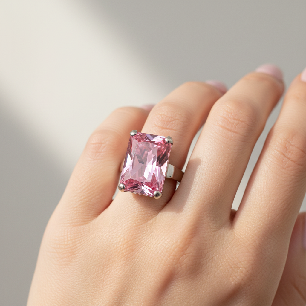 Pink Cubic Zirconia Ring