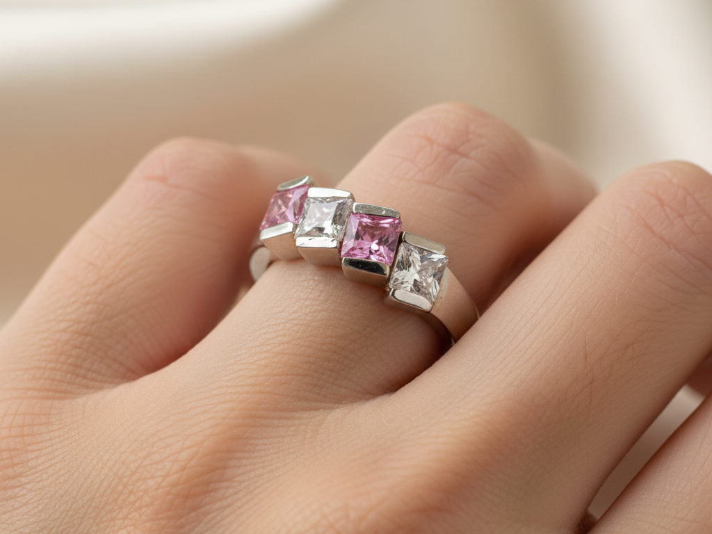 Pink Cubic Zirconia Ring