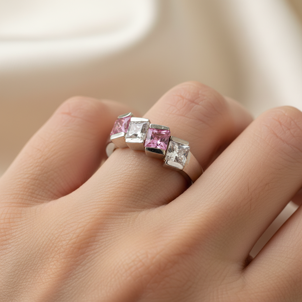 Pink Cubic Zirconia Ring
