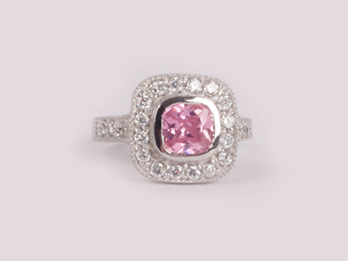 Pink Cubic Zirconia Ring