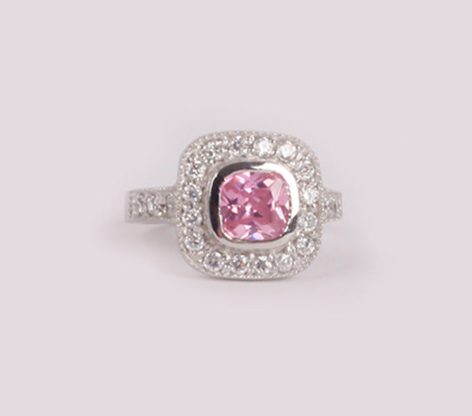 Pink Cubic Zirconia Ring