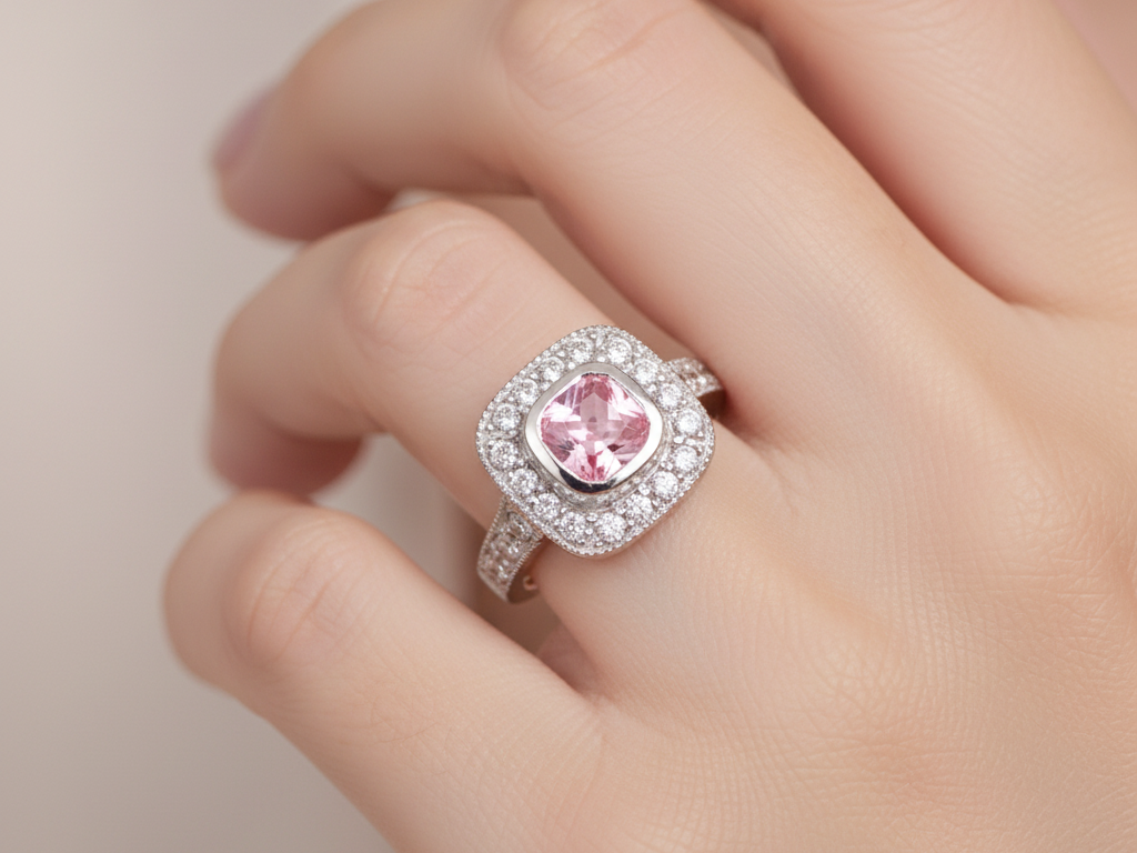 Pink Cubic Zirconia Ring