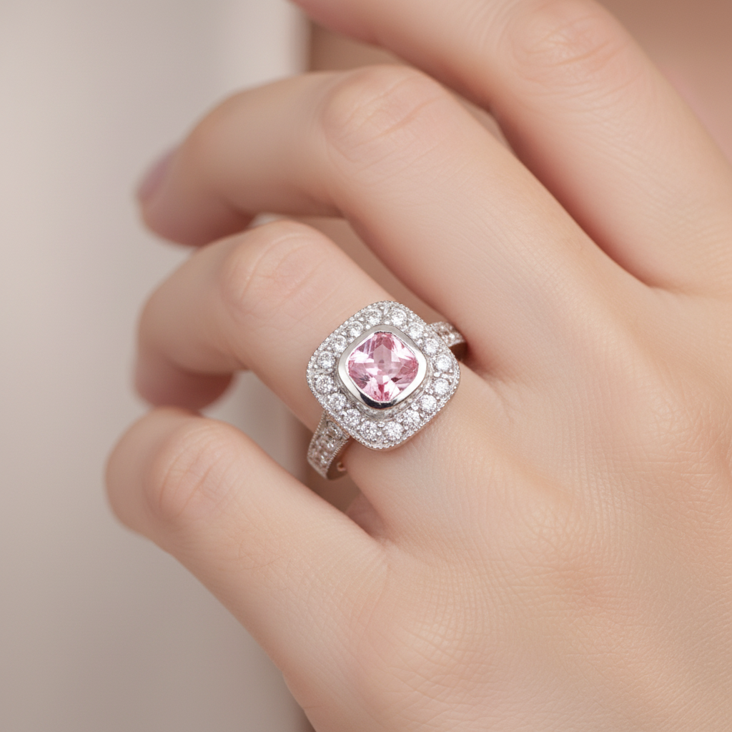 Pink Cubic Zirconia Ring