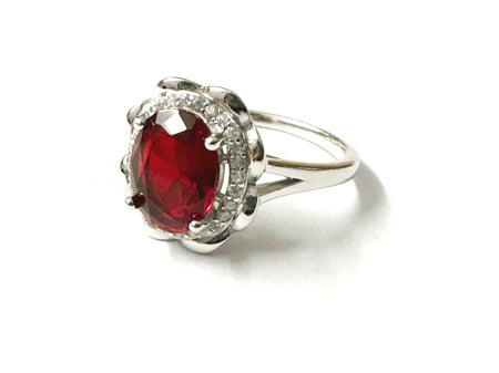 Ruby & White Cubic Zirconia Ring.