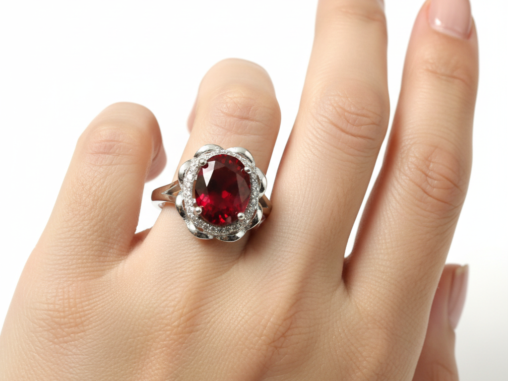 Ruby & White Cubic Zirconia Ring.