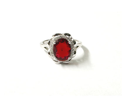 Ruby & White Cubic Zirconia Ring.