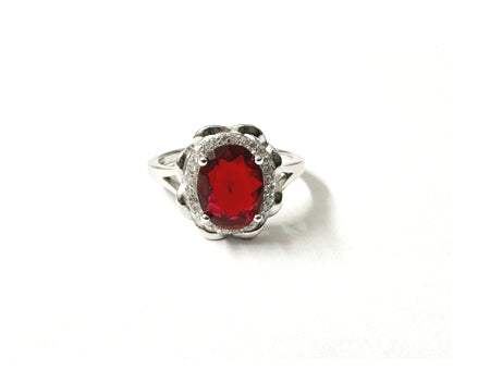 Ruby & White Cubic Zirconia Ring.