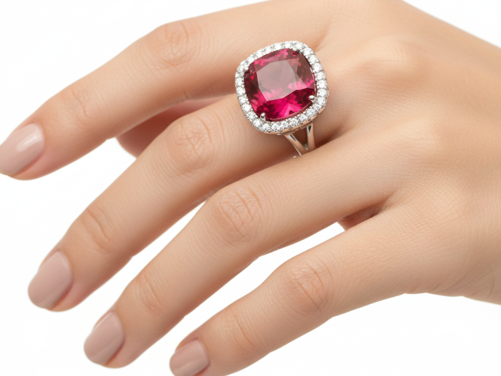 Ruby Cubic Zirconia Silver Ring