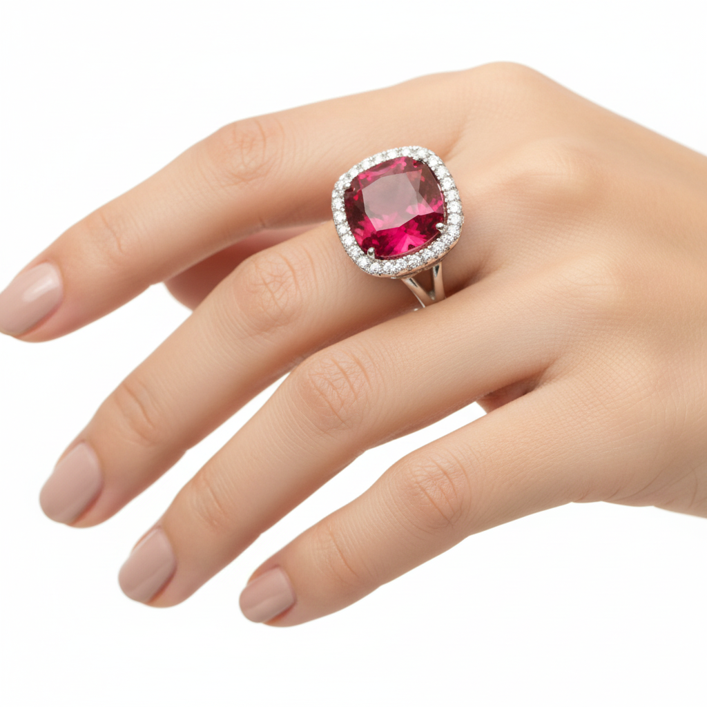 Ruby Cubic Zirconia Silver Ring