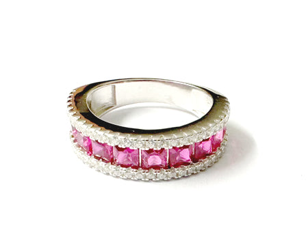 Ruby Cubic Zirconia Silver Ring