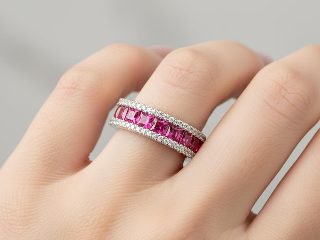 Ruby Cubic Zirconia Silver Ring