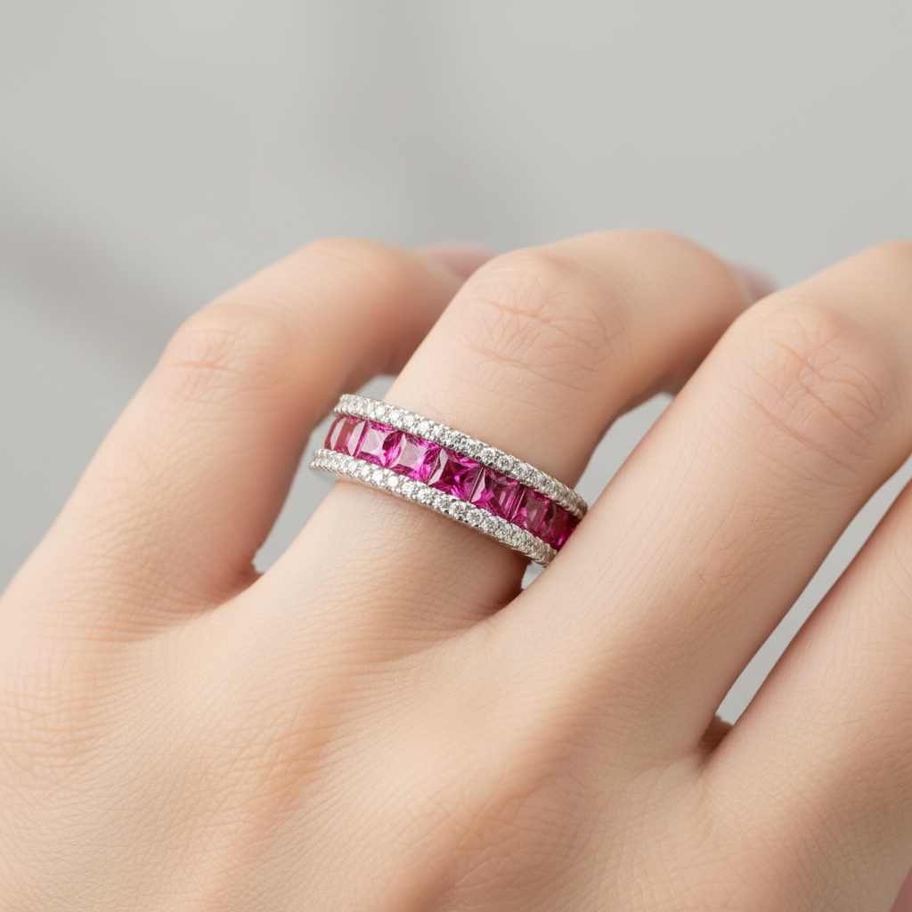 Ruby Cubic Zirconia Silver Ring