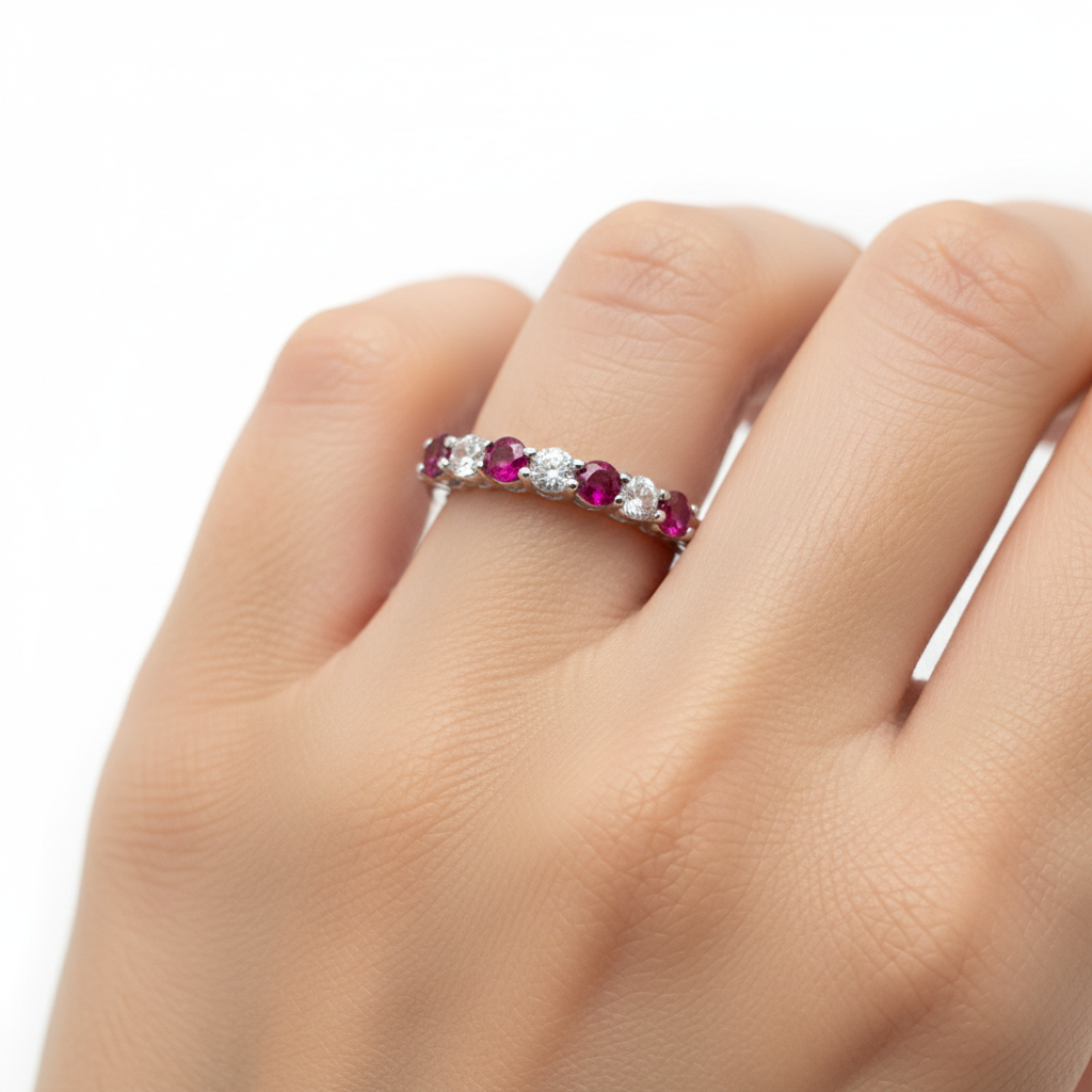 Ruby Cubic Zirconia Silver Ring