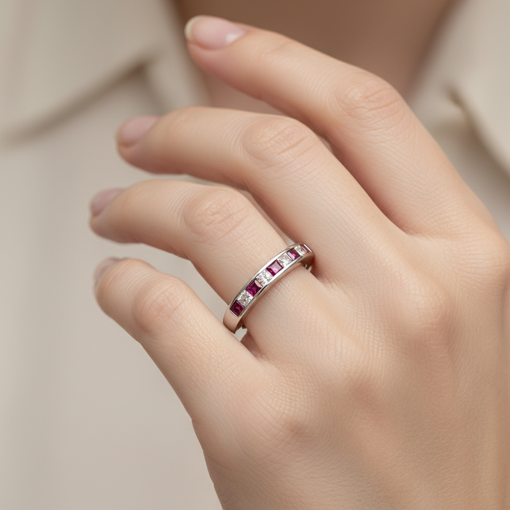 Ruby Cubic Zirconia Silver Ring
