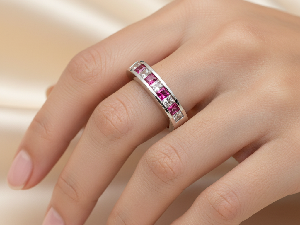 Ruby Cubic Zirconia Silver Ring