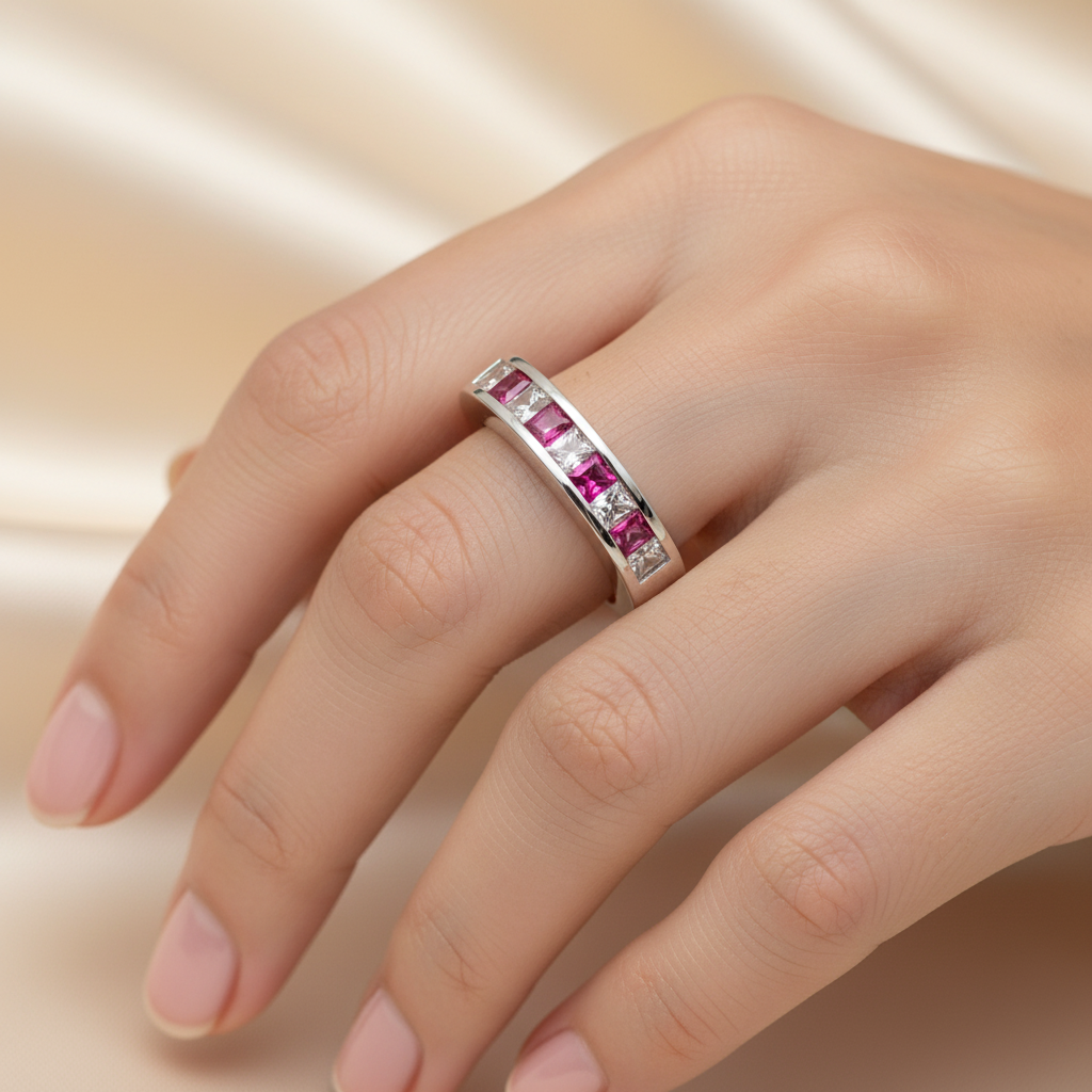 Ruby Cubic Zirconia Silver Ring