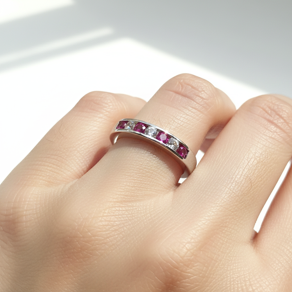 Ruby Cubic Zirconia Silver Ring