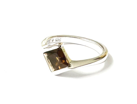 Smokey Quartz Cubic Zirconia Ring