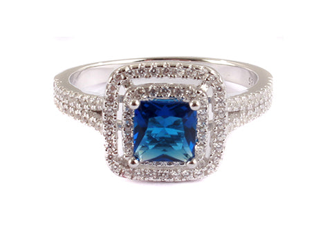 A Sapphire & White Cubic Zirconia Ring