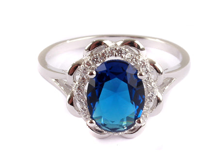 A Sapphire & White Cubic Zirconia Ring.