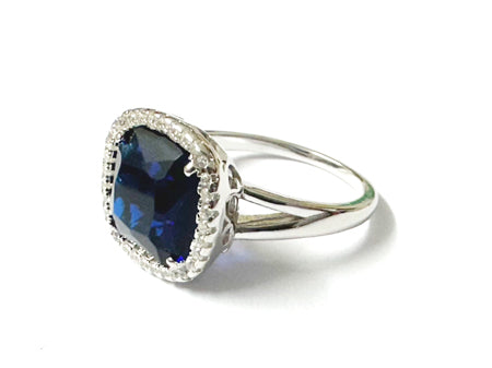Sapphire Cubic Zirconia Silver Ring