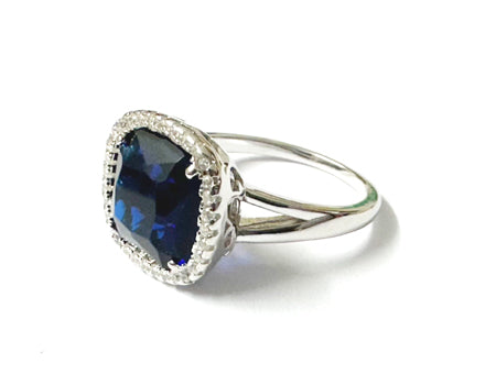 Sapphire Cubic Zirconia Silver Ring