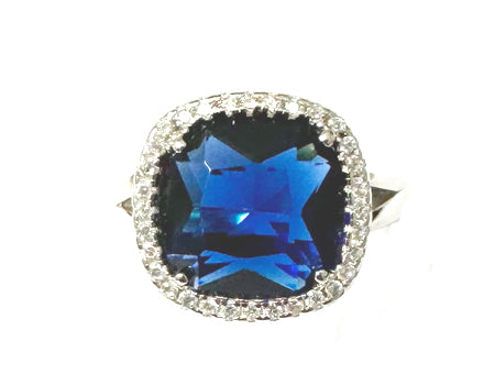 Sapphire Cubic Zirconia Silver Ring