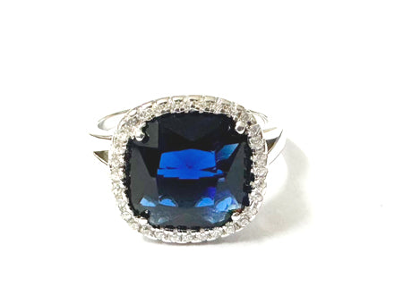 Sapphire Cubic Zirconia Silver Ring