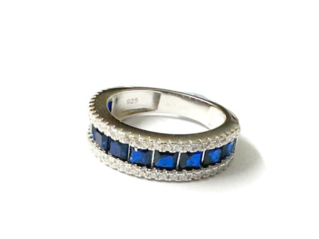 Sapphire Cubic Zirconia Silver Ring