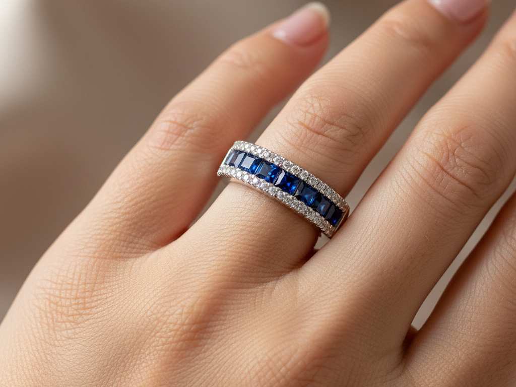 Sapphire Cubic Zirconia Silver Ring