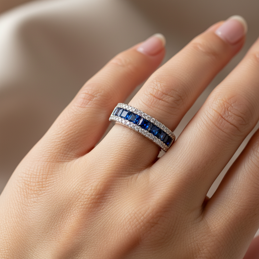 Sapphire Cubic Zirconia Silver Ring