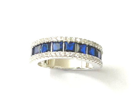 Sapphire Cubic Zirconia Silver Ring