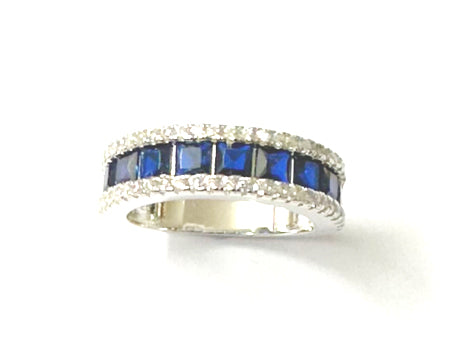 Sapphire Cubic Zirconia Silver Ring