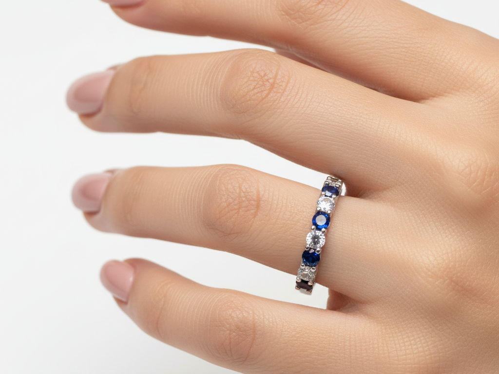 Sapphire Cubic Zirconia Silver Ring
