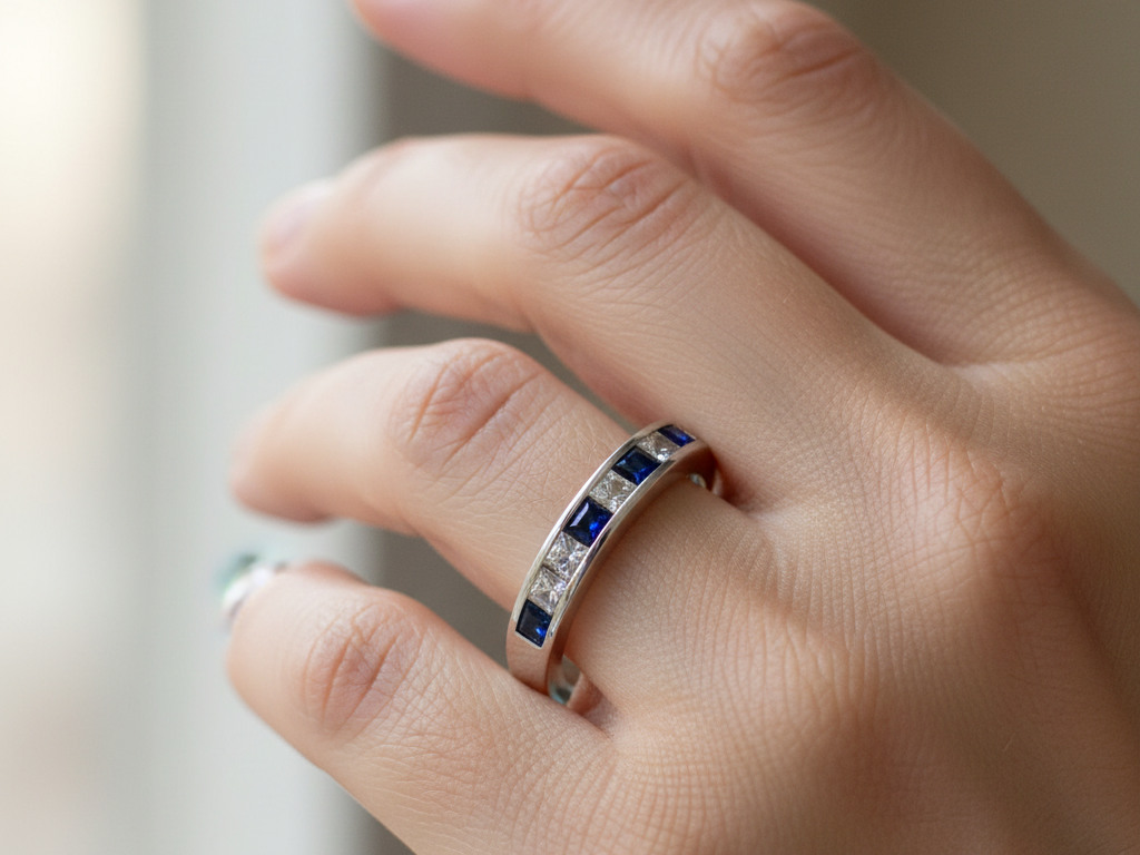 Sapphire Cubic Zirconia Silver Ring
