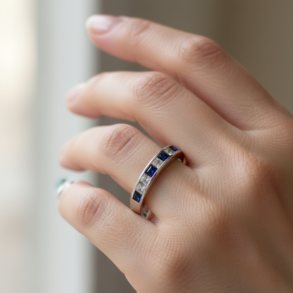 Sapphire Cubic Zirconia Silver Ring
