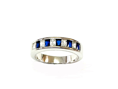Sapphire Cubic Zirconia Silver Ring